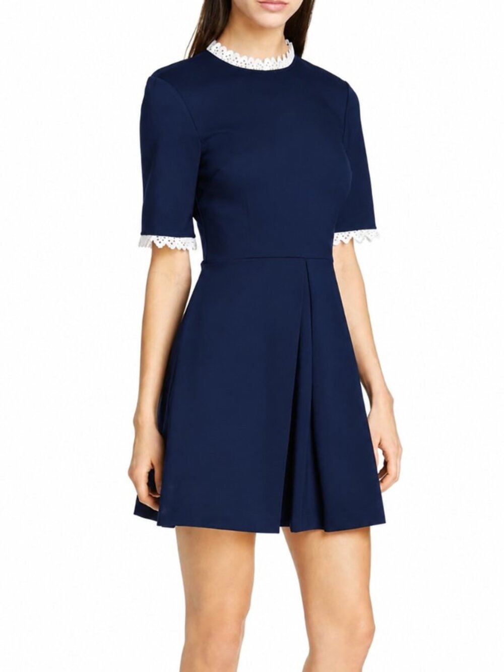 Ted Baker Blussum Broderie A-Line Dress Navy Blue Women's Size 0 U.S. 2 Preppy